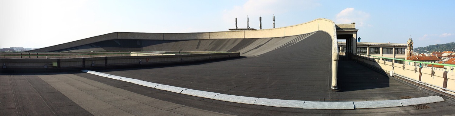The rooftop test track at the Lingotto factory in Turin