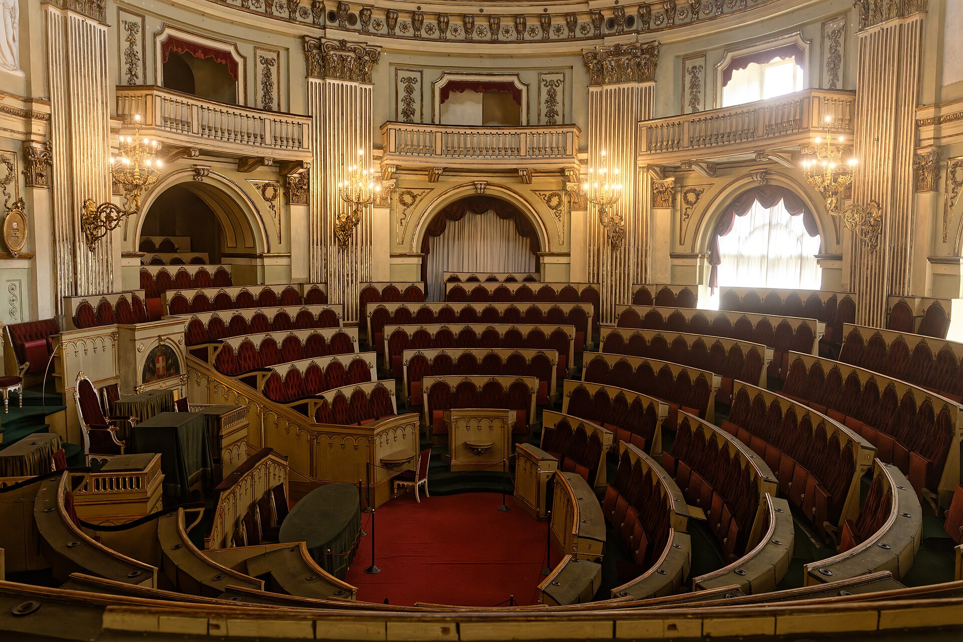 The chamber of the Subalpine parliament in Palazzo Carignano, Turin